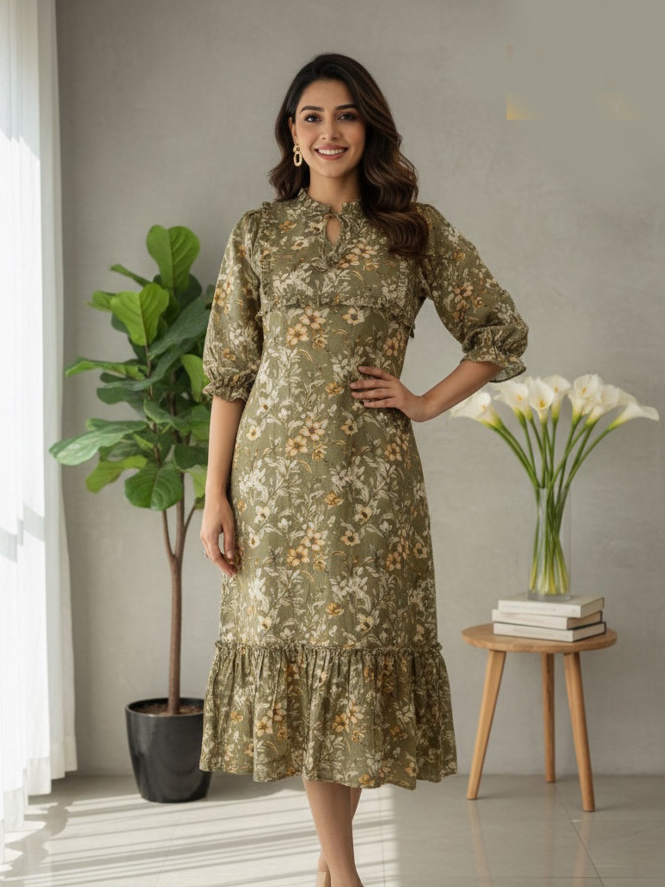 Linen Print Cottage Dress Linve Linen Print Cottage Dress Linve