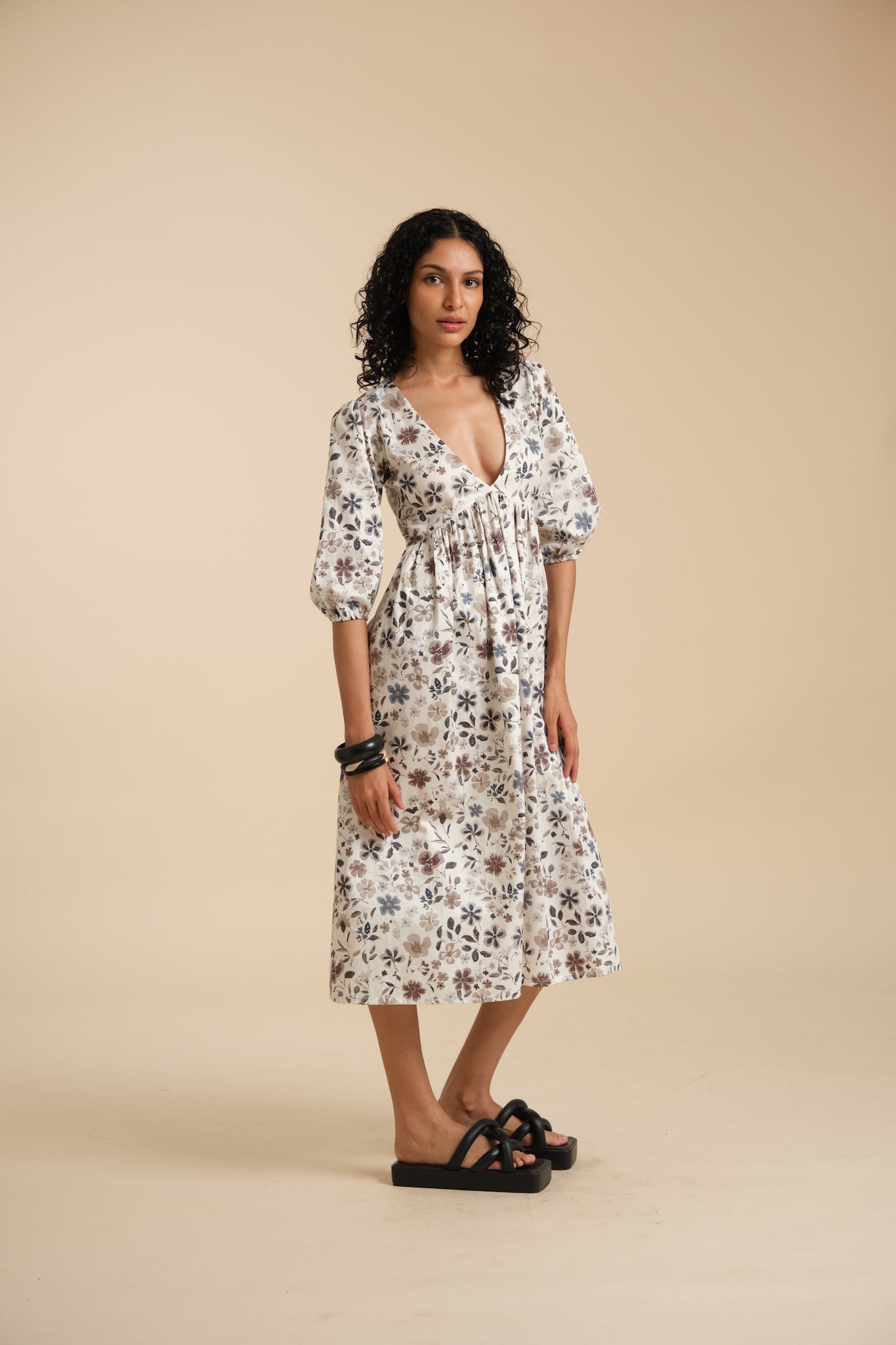 Puff Sleeve Dress - Printed
