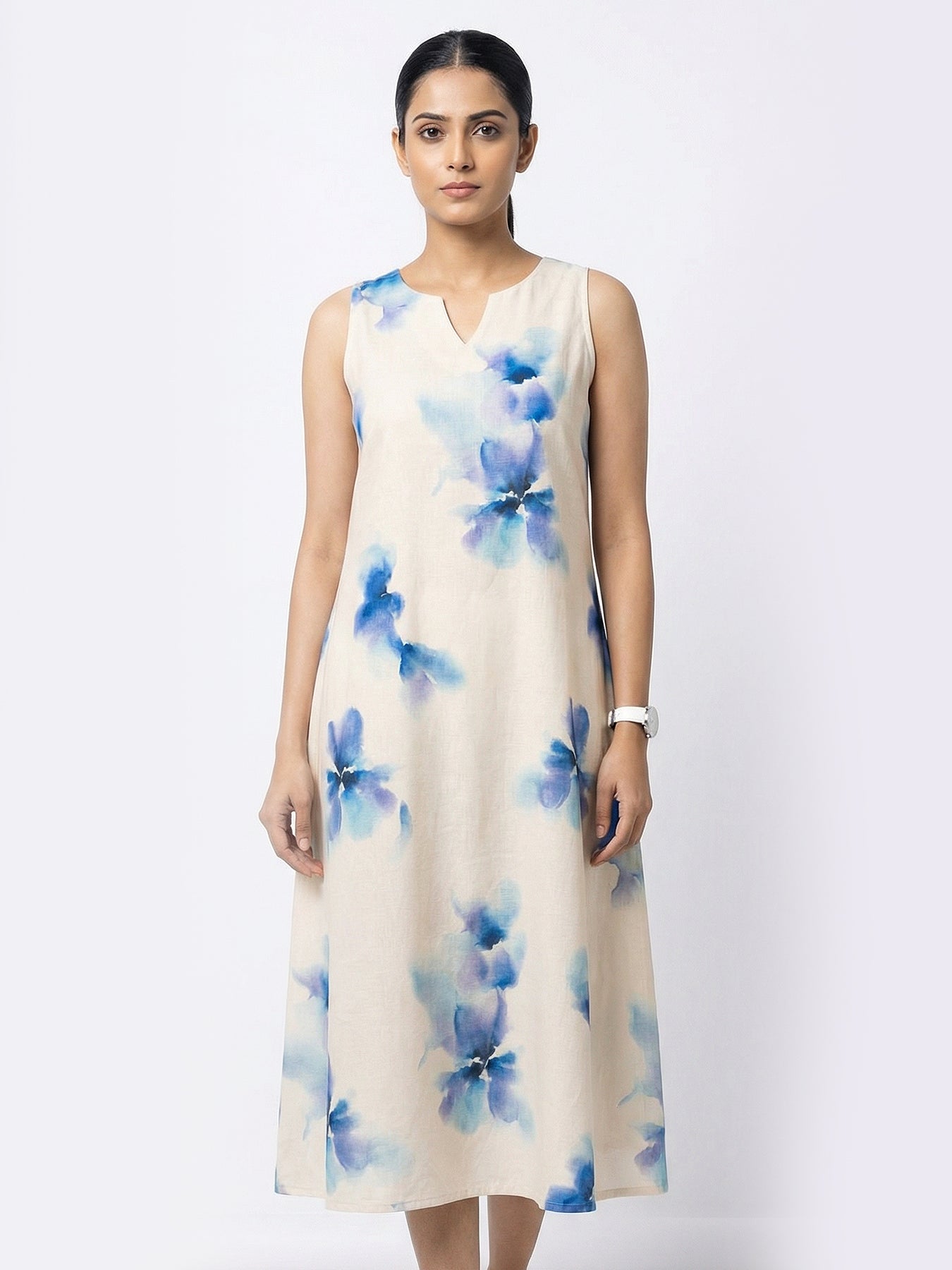 V Neck Dress -Poly Crape