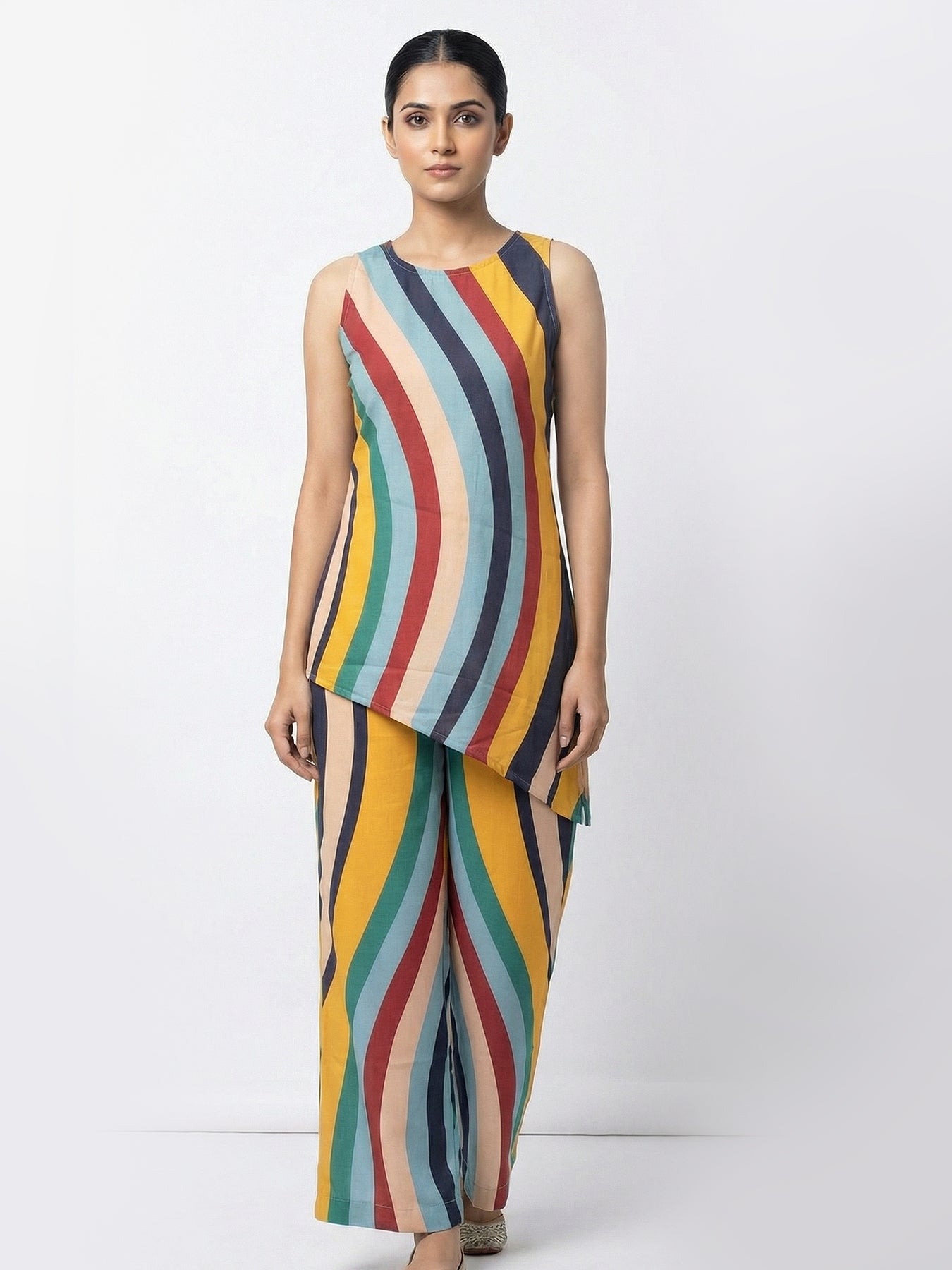 High low Top and Pant-Poly crape