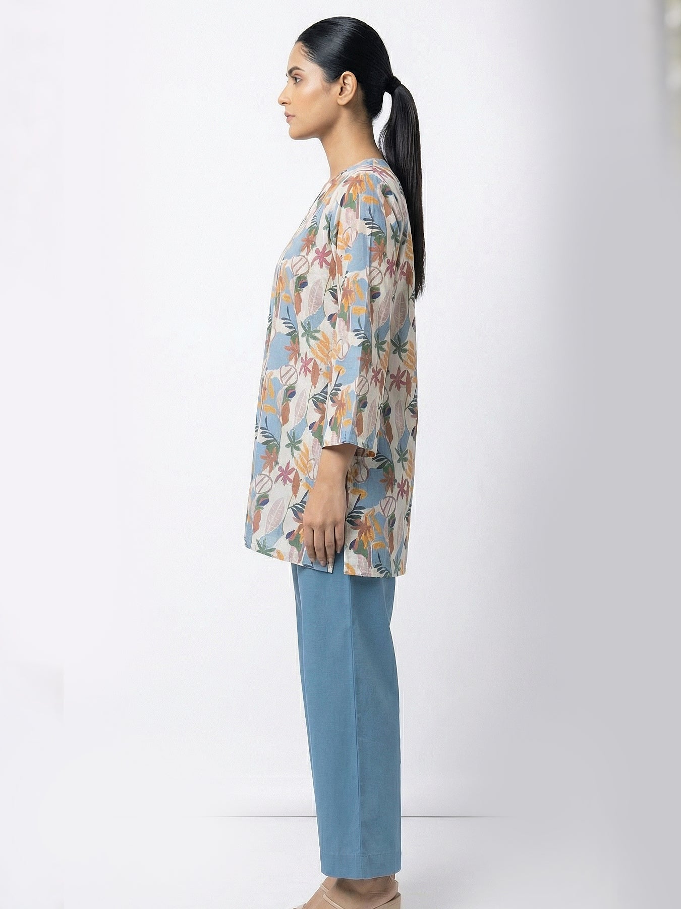V neck Top and Pant-Linen