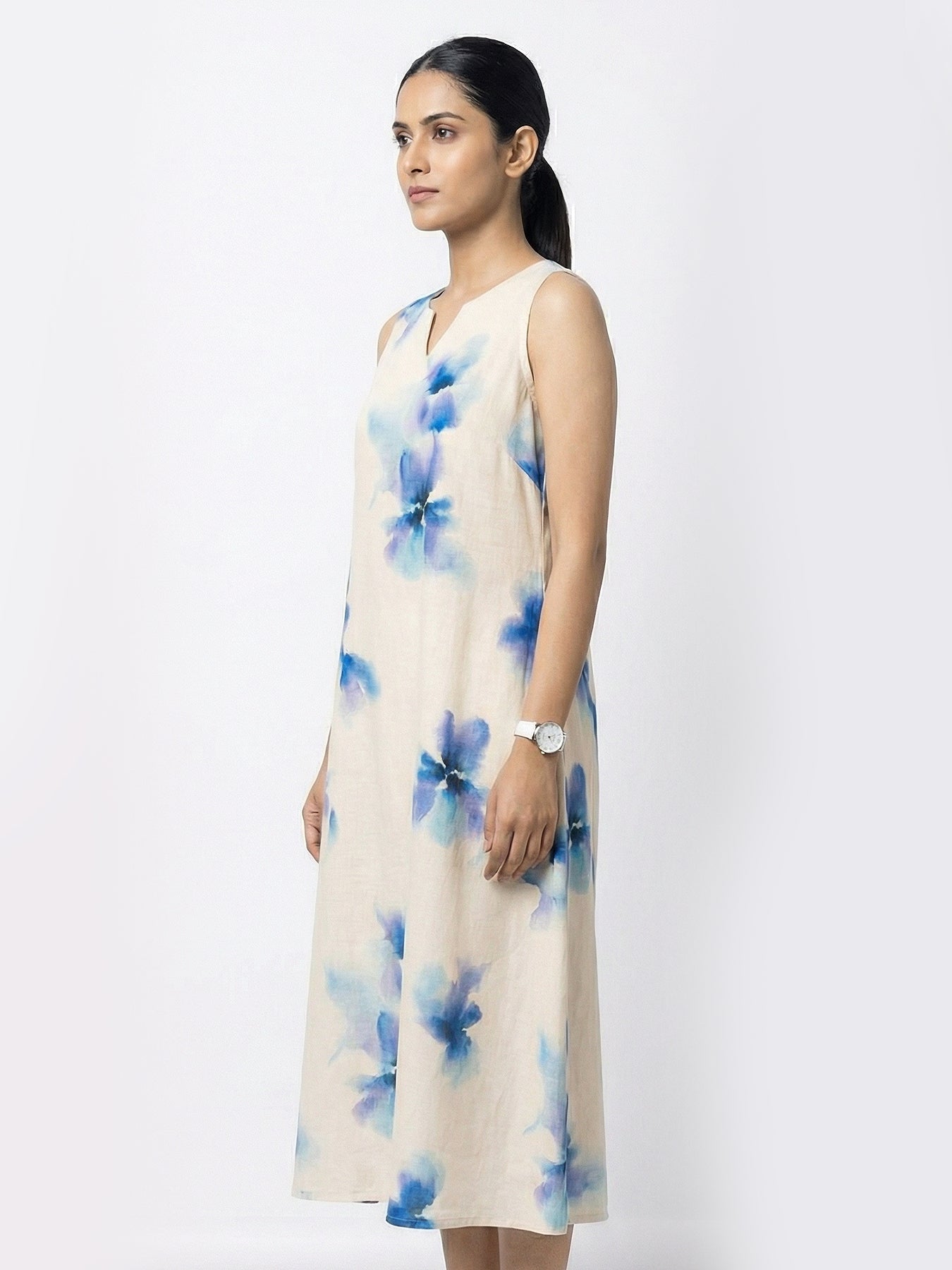 V Neck Dress -Poly Crape