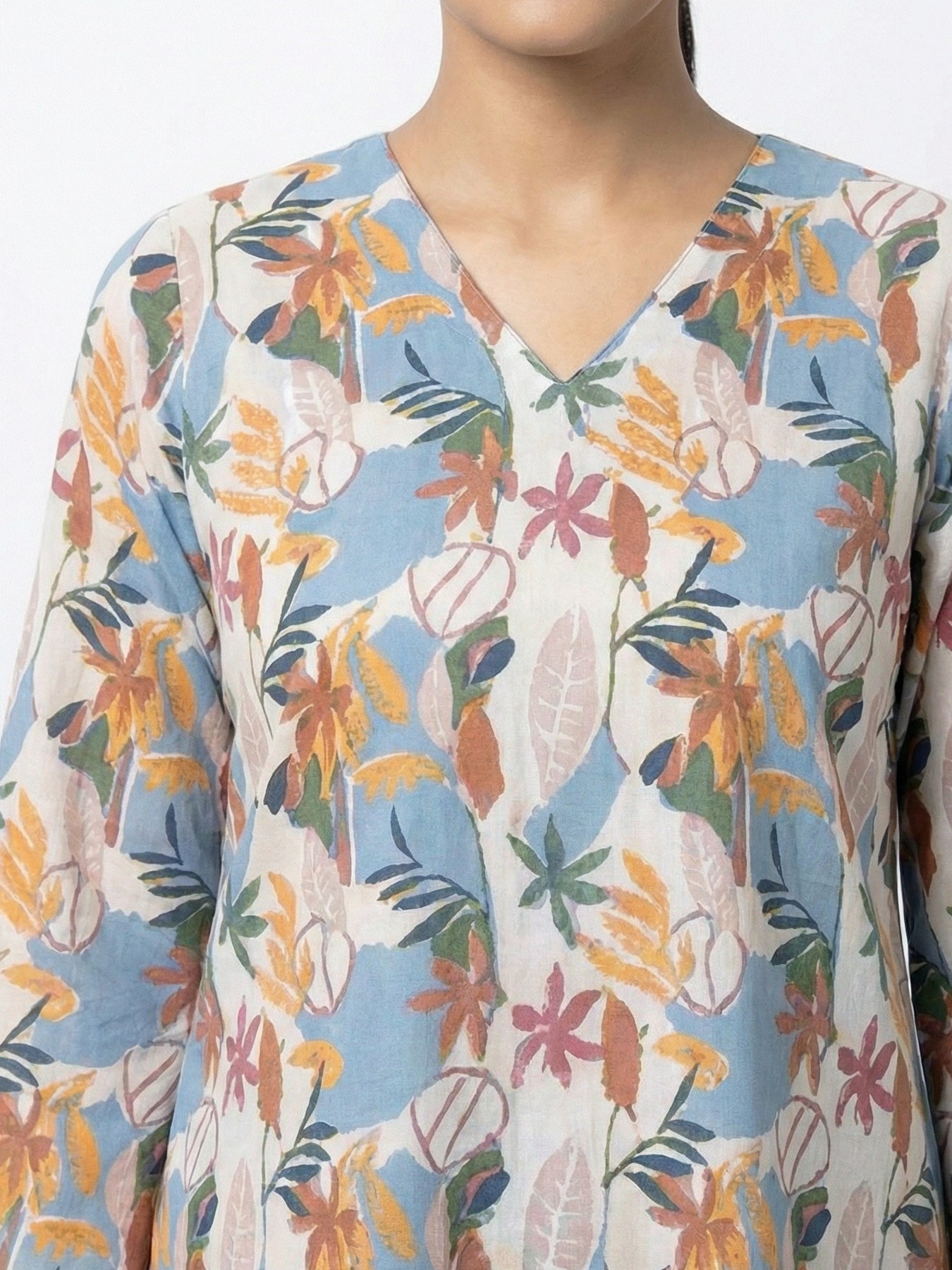 V neck Top and Pant-Linen