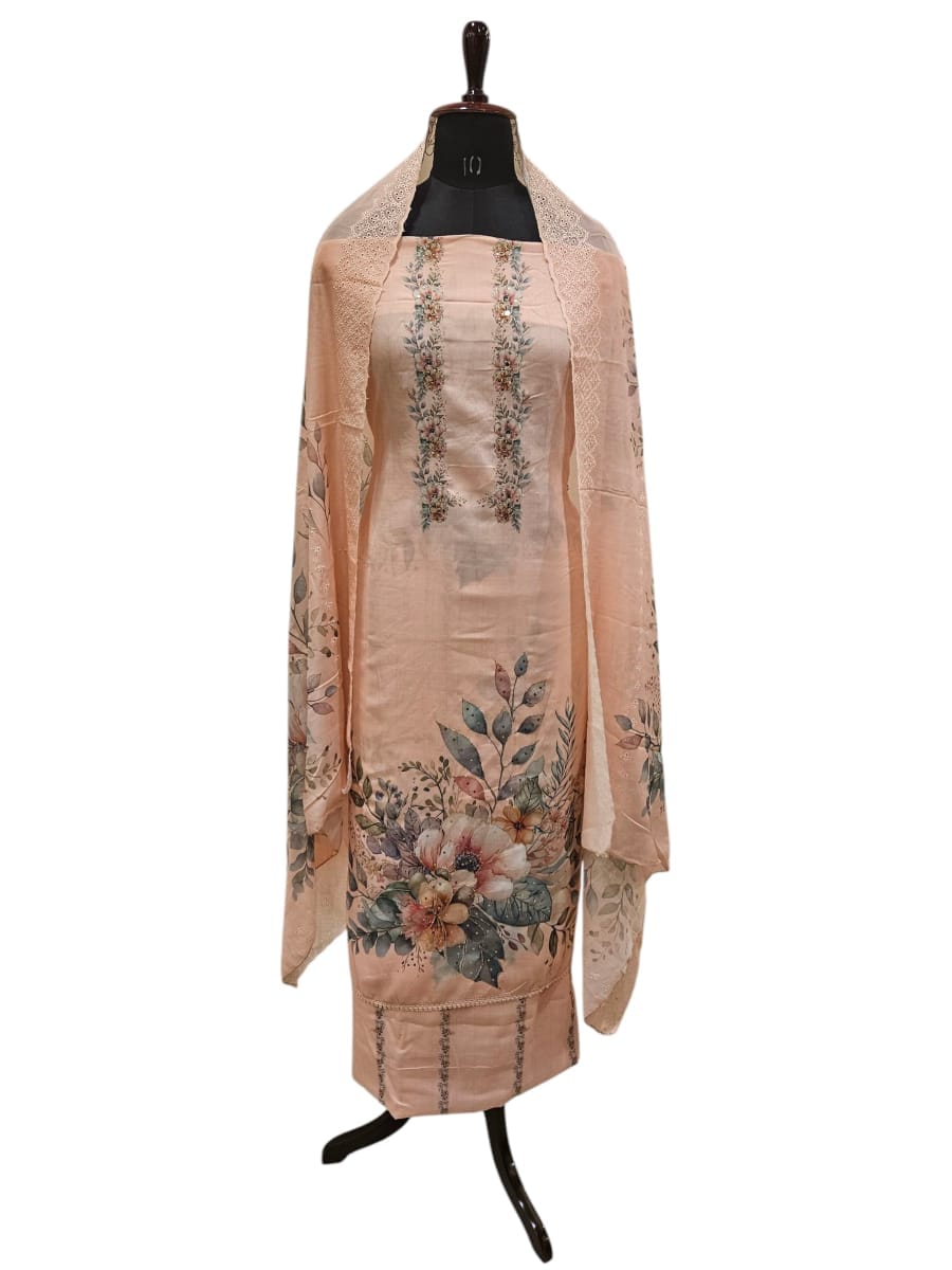 Elegant Floral Printed Salwar Suit Dress Material
