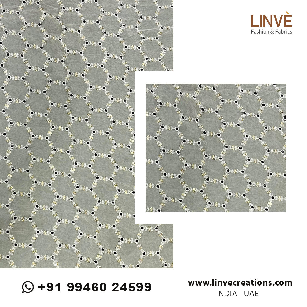 Honeycomb Lattice  Dyeable Georgette fabric