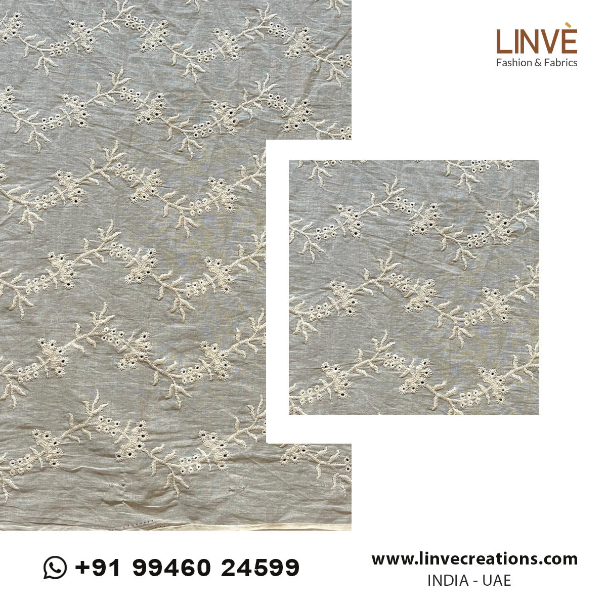 Embroidered Dyeable Mul Cotton
