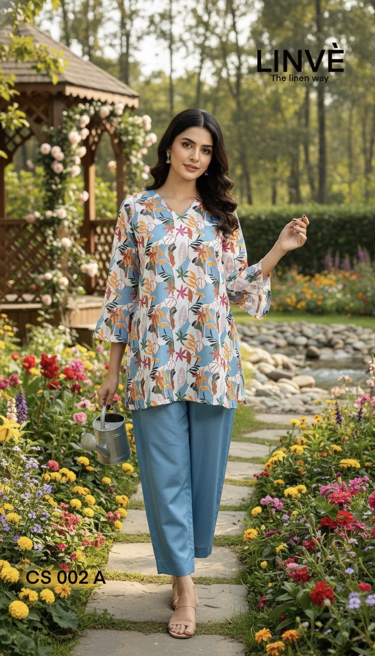V-Neck Linen Co-ord Set