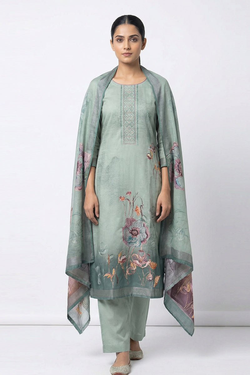 Elegant Floral Embroidered Salwar Suit Dress Material