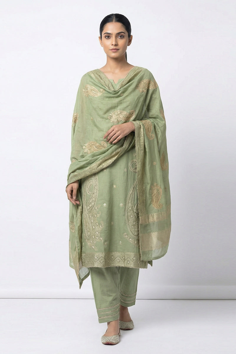 Elegant Paisley Embroidered Salwar Suit Dress Material