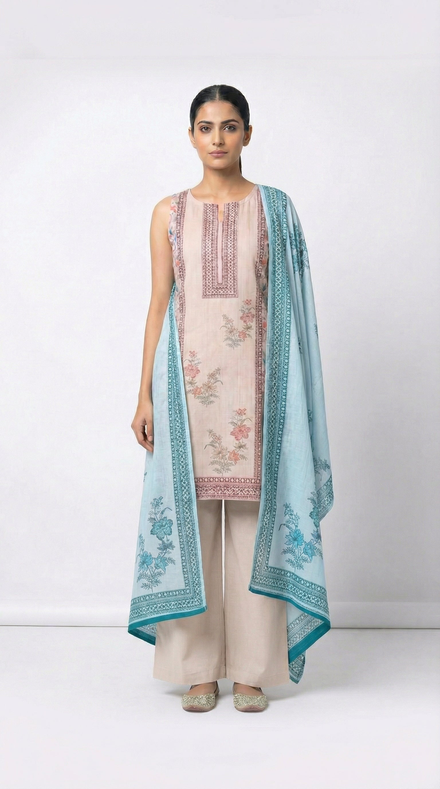 Premium Floral Printed Dress Material Set
