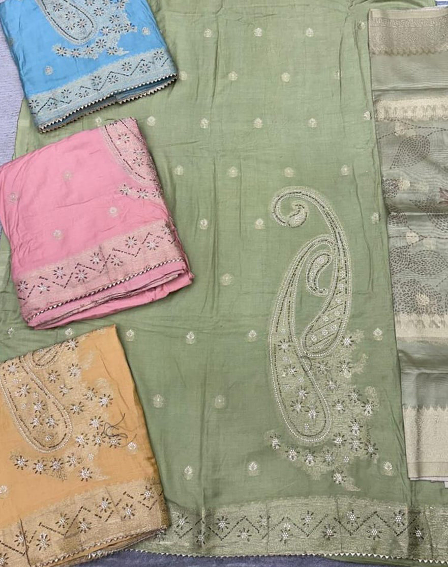 Elegant Paisley Embroidered Salwar Suit Dress Material