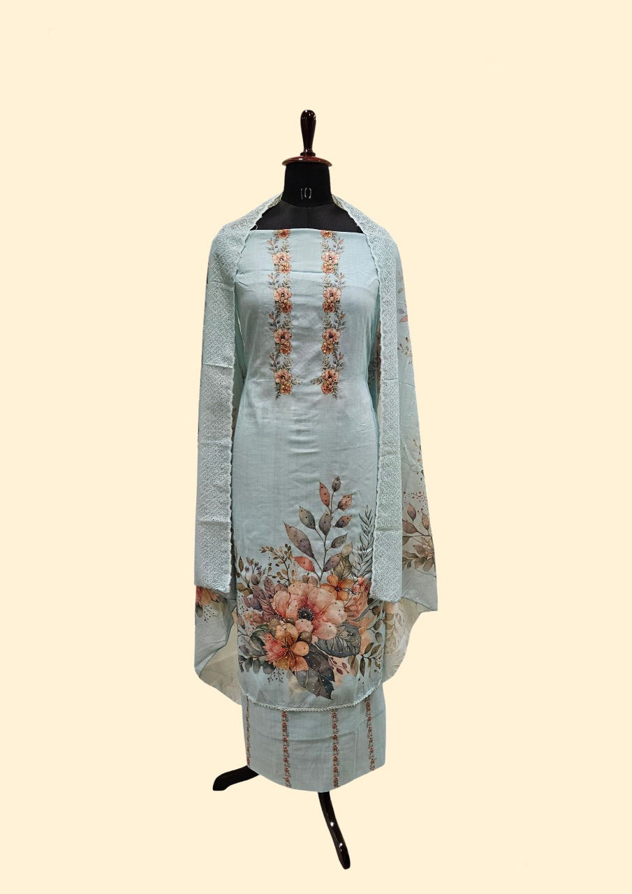 Elegant Floral Printed Salwar Suit Dress Material