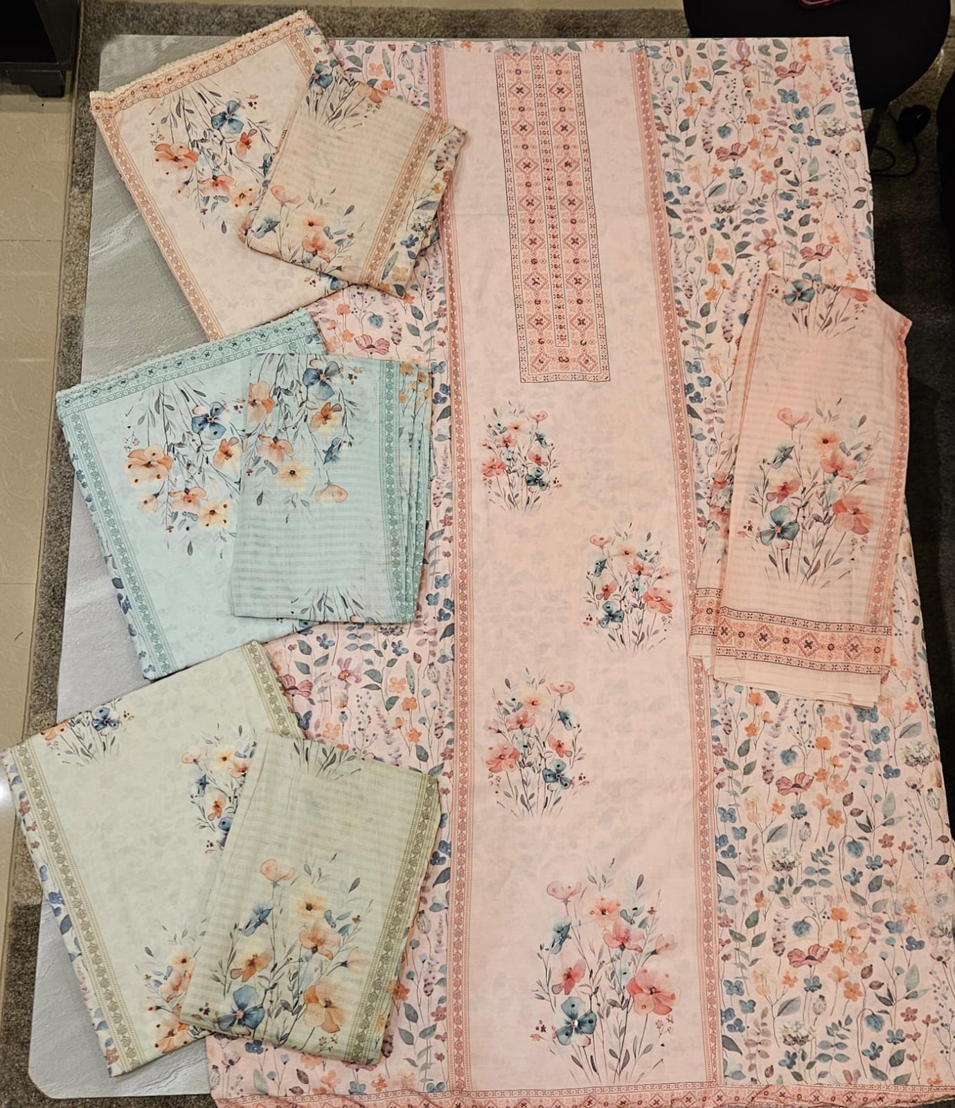 Elegant Pastel Floral Salwar Suit Dress Material