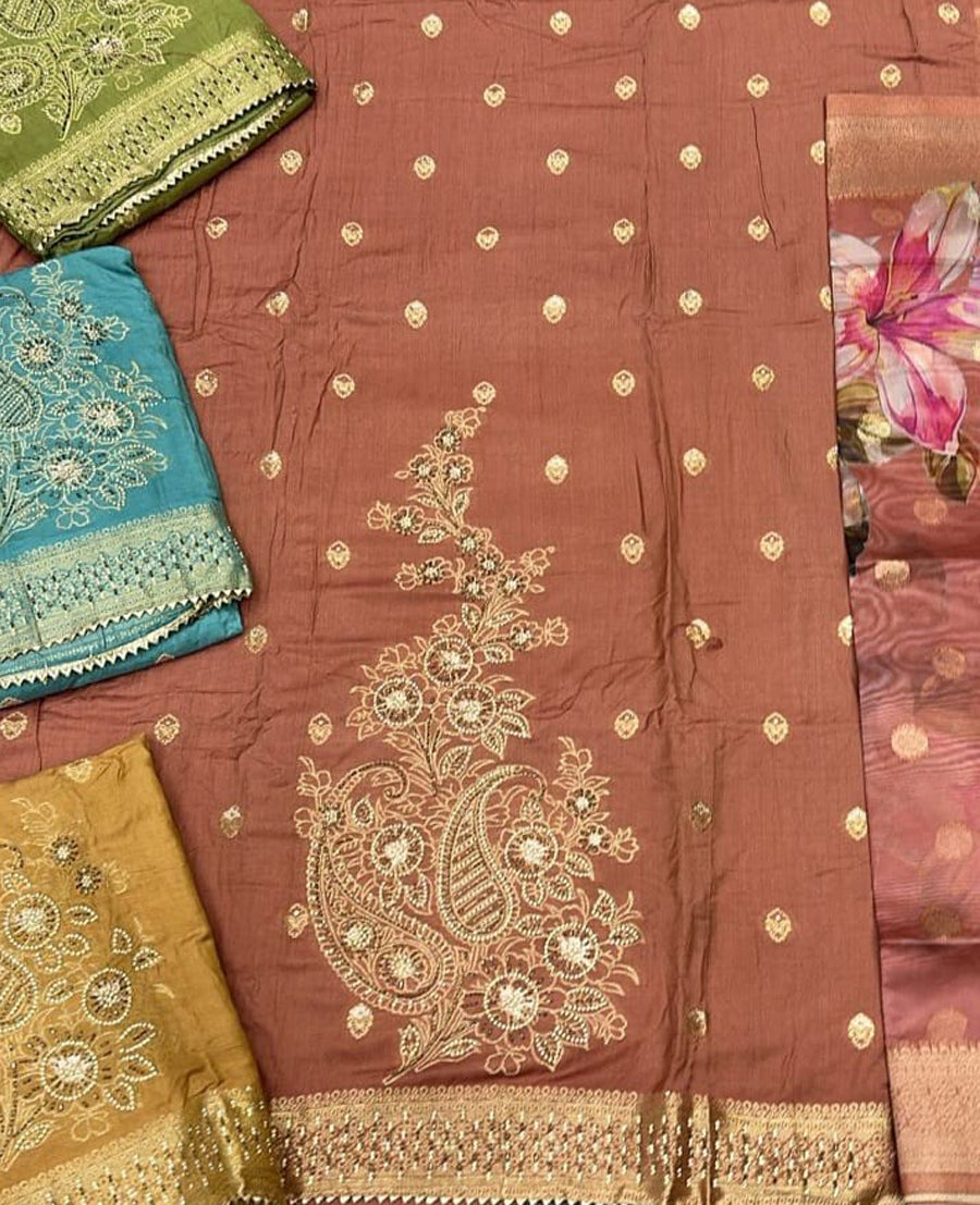 Elegant Embroidered Salwar Suit Dress Material
