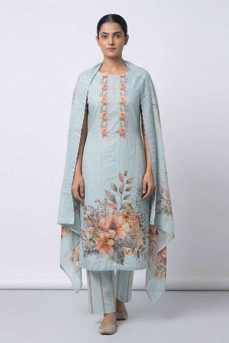 Elegant Floral Printed Salwar Suit Dress Material